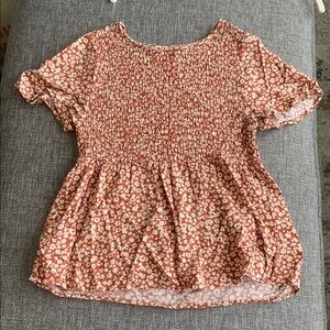 URBAN Romantics Terracotta Floral Smocked Blouse
